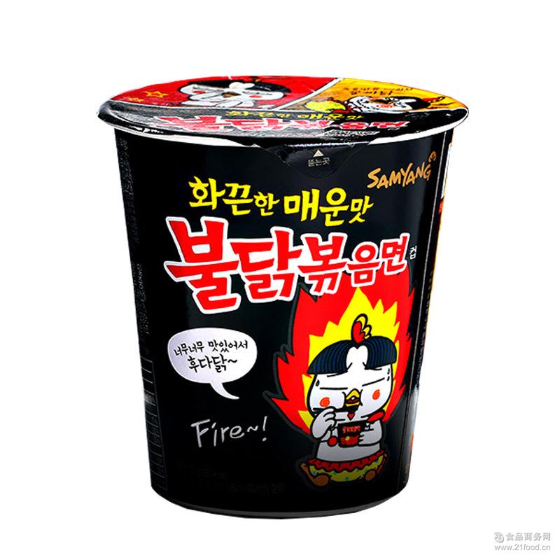 韩国进口方便面箱起批三养超辣火鸡杯面拌面桶