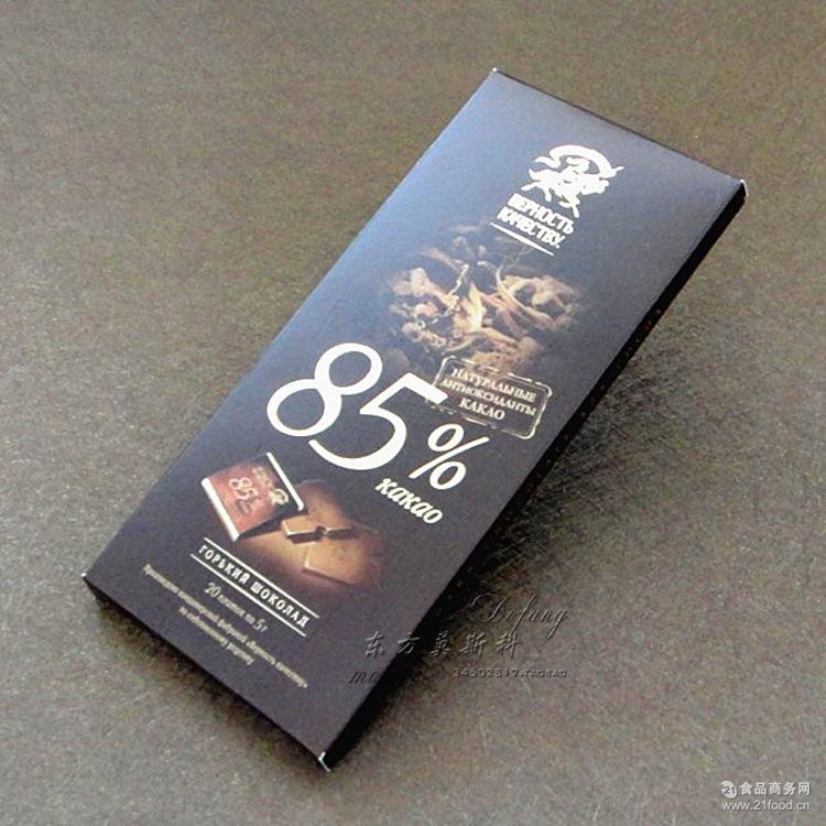 俄罗斯巧克力【黑骑士】黑巧克力85%可可 100g独立包装 零食批发