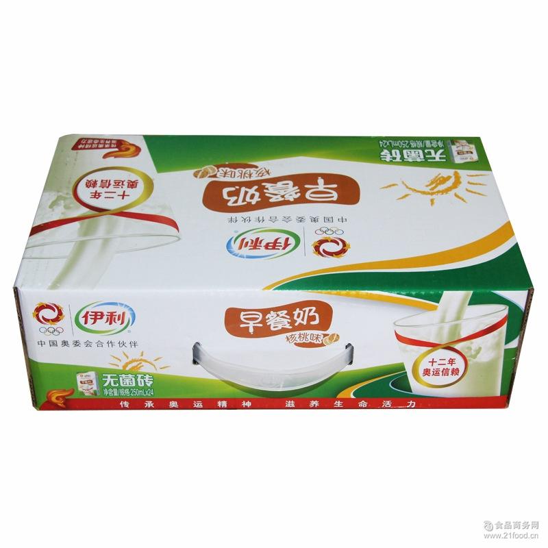 伊利牛奶饮料 无菌苗条装砖核桃燕麦味早餐奶250ml*24