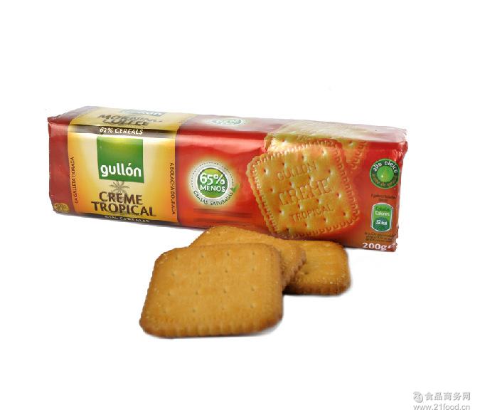 西班牙进口原装产品 薄脆美味养生饼干200g 谷优热带奶油味饼干