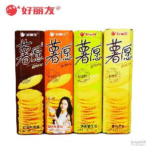 好丽友薯片薯愿膨化食品零食办公室休闲小吃桶装104g各种口味